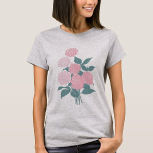 Afdrukontwerp roze aanjager Bouquet Block T-shirt