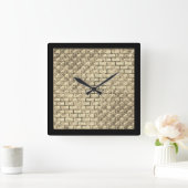 Afdrukontwerp van beige baksteenwand vierkante klok (Huis)