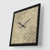 Afdrukontwerp van beige baksteenwand vierkante klok (Hoek)
