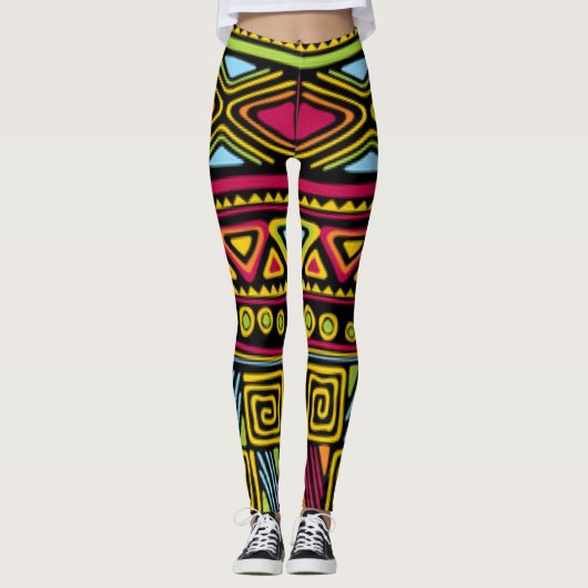 Afdrukontwerp voor Afrikaans multikleurenpatroon Leggings (Voorkant)