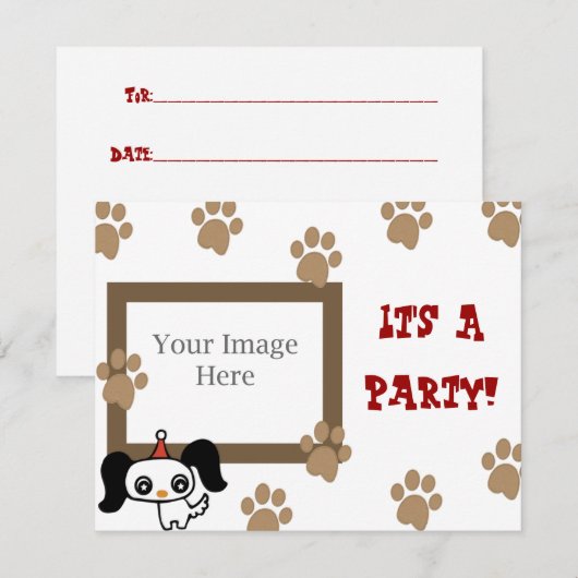 Afdrukpartij voor puppy Paw Kaart (Voorkant / Achterkant)