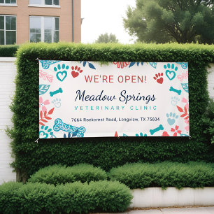 Afdrukpatroon Floral & Foliage Pet Paw opnieuw ope Spandoek