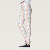 Afdrukpatroon Pastel Roze Blauw en Gele sterren Leggings (Links)