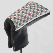 Afdrukpatroon rode en groene gecheckte dog golfheadcover (3/4 voorkant)