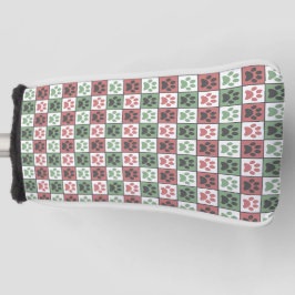 Afdrukpatroon rode en groene gecheckte dog golfheadcover