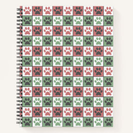 Afdrukpatroon rode en groene gecheckte dog notitieboek