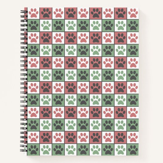 Afdrukpatroon rode en groene gecheckte dog notitieboek (Voorkant)