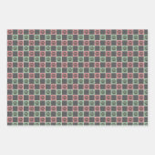 Afdrukpatroon rode en groene kerstcadeautjes inpakpapier vel (Voorkant)