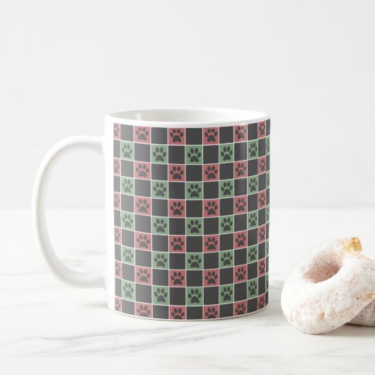 Afdrukpatroon rode en groene kerstcadeautjes koffiemok (Met donut)