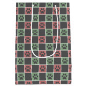 Afdrukpatroon rode en groene kerstcadeautjes medium cadeauzakje (Achterkant)