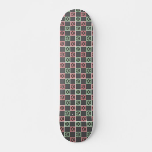 Afdrukpatroon rode en groene kerstcadeautjes persoonlijk skateboard (Voorkant)