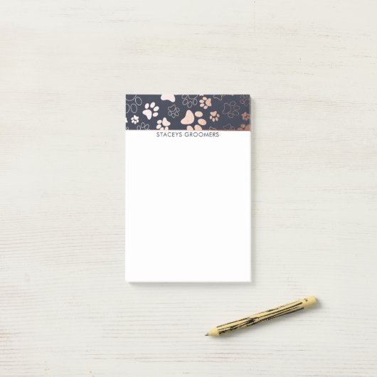 Afdrukpatroon roos Gold en marinewagentjes Post-it® Notes (Op bureau)