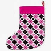 Afdrukpatroon roze en zwarte stijl grote kerstsok (Achterkant)