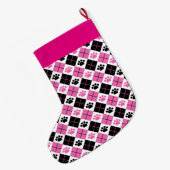 Afdrukpatroon roze en zwarte stijl grote kerstsok (Achterkant (Hangend))