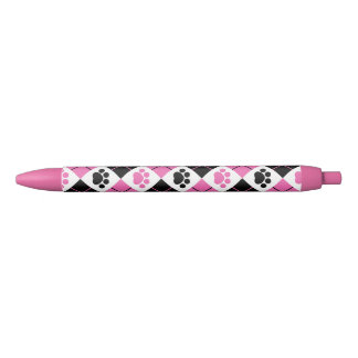 Afdrukpatroon roze en zwarte stijl inkt pen