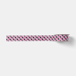 Afdrukpatroon roze en zwarte stijl satijnen lint