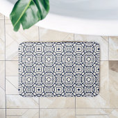 Afdrukpatroon van Navy en Cream Quatrefoil Block Badmat