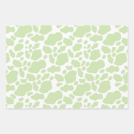 Afdrukpatroon voor esthetische pasteelgroene Koe Inpakpapier Vel