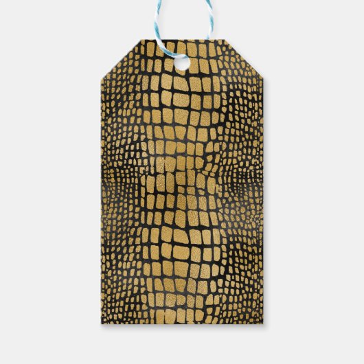 AFDRUKPATROON ZWART EN GOLD ALLIGATOR CADEAULABEL (Voorkant)