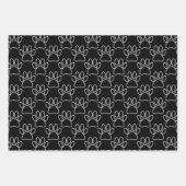 Afdrukpatroon zwart-wit Cartoon Puppy Paw Inpakpapier Vel (Voorkant)