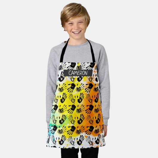 Afdrukplatterhanddruk Alles-over Afdrukprofiel Schort (Gedragen)