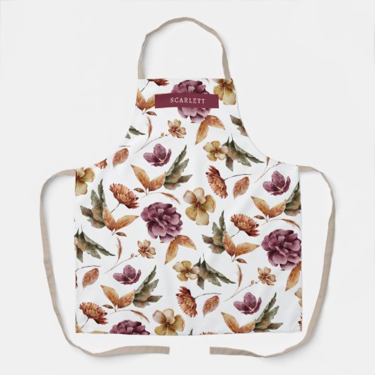 Afdrukpron herfst Floral All-Over Print Apron Schort (Voorkant)