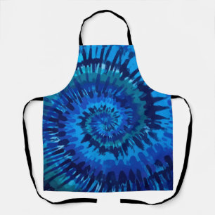 Afdrukpron met kleurstofblauw schort