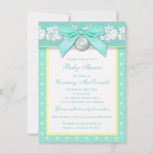 AFDRUKTE Baby shower van Floral Lace Kaart