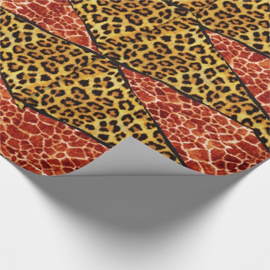 AFDRUKTE GIRAFFE, LEOPARD FUR RIBBON CADEAUPAPIER (Hoek)