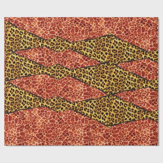 AFDRUKTE GIRAFFE, LEOPARD FUR RIBBON CADEAUPAPIER (Vlak)