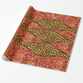 AFDRUKTE GIRAFFE, LEOPARD FUR RIBBON CADEAUPAPIER (Uitgerold)
