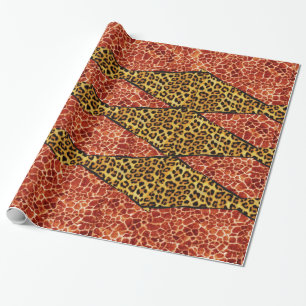 AFDRUKTE GIRAFFE, LEOPARD FUR RIBBON CADEAUPAPIER