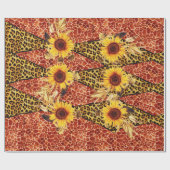 AFDRUKTE GIRAFFE, LEOPARD FUR RIBBON EN SUFLOWERS CADEAUPAPIER (Vlak)