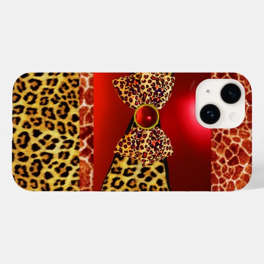 AFDRUKTE GIRAFFE LEOPARD HUID BOW, RODE RUBY GEMST Case-Mate iPhone CASE (Achterkant (horizontaal))