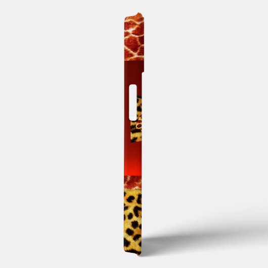 AFDRUKTE GIRAFFE LEOPARD HUID BOW, RODE RUBY GEMST Case-Mate iPhone CASE (Achterkant / Rechts)