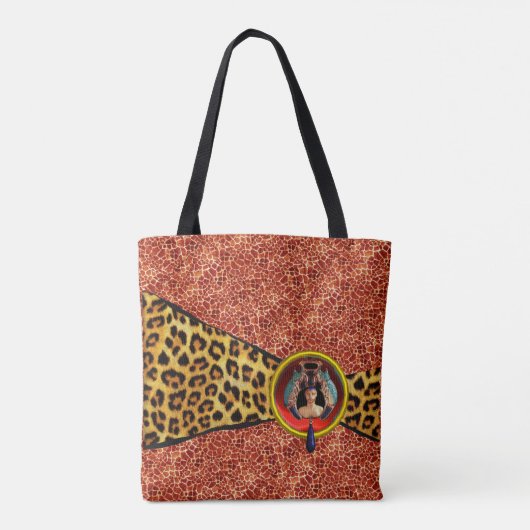 AFDRUKTE GIRAFFE LEOPARD SKIN BOW, LADY BUG JEWEL TOTE BAG (Achterkant)