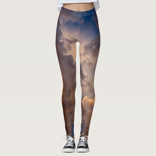 AFDRUKTE Leggings BLAUW MET KLEUTEN (Voorkant)