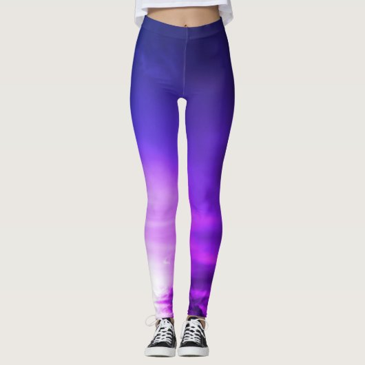 AFDRUKTE LEGGINGS DARK CLOUDS BIJ SUNSET PAARS (Voorkant)