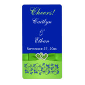 AFDRUKTE RIBBON Blue, Green Wedine Label (Voorkant)