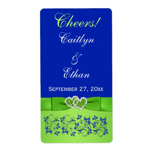 AFDRUKTE RIBBON Blue, Green Wedine Label (Voorkant)