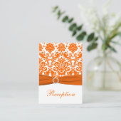 AFDRUKTE RIBBON Oranje Damask Enclosure Kaart (Staand voorkant)
