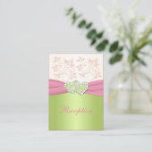 AFDRUKTE RIBBON Pink Ivory Green Enclosure Kaart (Staand voorkant)
