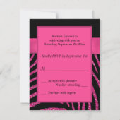 AFDRUKTE RIBBON Zebra Pink FAUX Glitter RSVP-kaart RSVP Kaartje (Achterkant)
