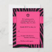 AFDRUKTE RIBBON-Zebra, roze FAUX Glitter RSVP-kaar Kaart (Achterkant)