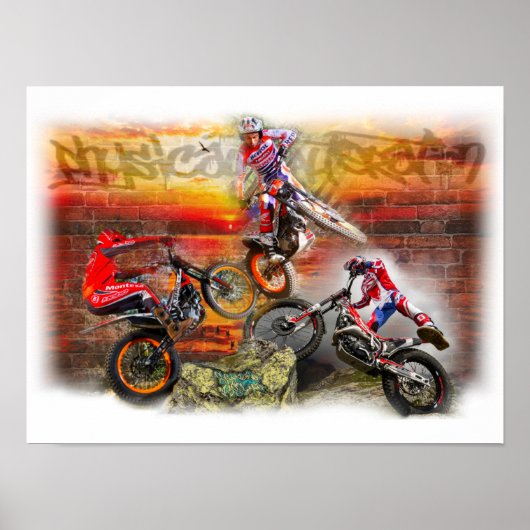 Afdruktrio van proeffietsen poster (Voorkant)