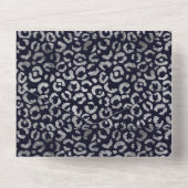 Afdrukventilator van Navy en Silver Leopard All In One Uitnodiging (Achterkant)