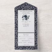 Afdrukventilator van Navy en Silver Leopard All In One Uitnodiging (Binnen)