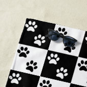 Afdrukzwart-wit-controlepatroon met naam plakken strandlaken (In situ)