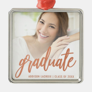 Afdstuderen op maat gemaakte foto Rose Goud Script Metalen Ornament