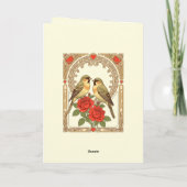 Affectionate Birds and Red Roses Art Nouveau Kaart (Achterkant)